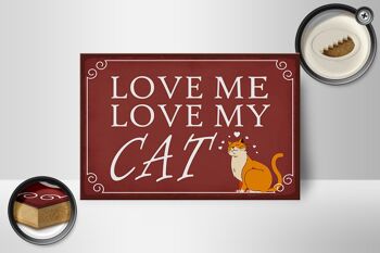 Panneau en bois disant 18x12 cm love me love my CAT décoration chat 2