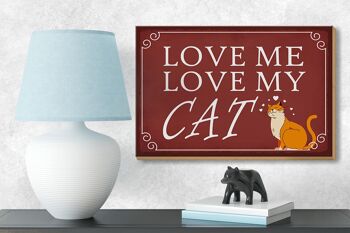 Panneau en bois disant 18x12 cm love me love my CAT décoration chat 3