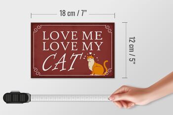 Panneau en bois disant 18x12 cm love me love my CAT décoration chat 4
