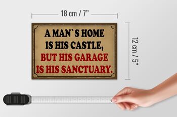 Panneau en bois disant 18x12cm à un homme est son château mais décoration de garage 4