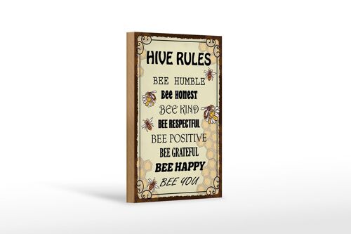 Holzschild Spruch 12X18 cm Hive rules bee humble honest Dekoration