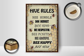 Panneau en bois disant 12X18 cm Ruche règles abeille humble décoration honnête 2