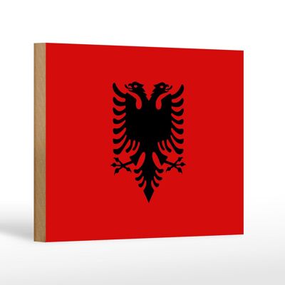 Cartello in legno bandiera dell'Albania 18x12 cm Decorazione bandiera dell'Albania