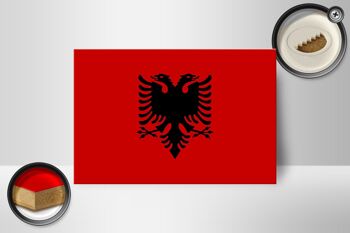 Panneau en bois drapeau de l'Albanie 18x12 cm Décoration drapeau de l'Albanie 2