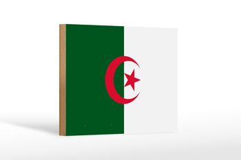 Panneau en bois drapeau de l'Algérie 18x12 cm Décoration drapeau de l'Algérie 1