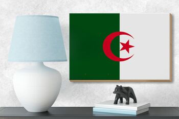 Panneau en bois drapeau de l'Algérie 18x12 cm Décoration drapeau de l'Algérie 3