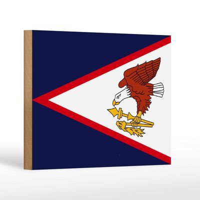 Cartello bandiera in legno 18x12 cm Decorazione bandiera delle Samoa americane
