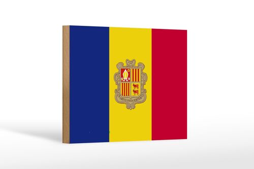 Holzschild Flagge Andorras 18x12 cm Flag of Andora Dekoration