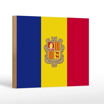 Holzschild Flagge Andorras 18x12 cm Flag of Andora Dekoration