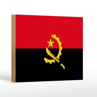 Letrero de madera Bandera de Angola 18x12 cm Decoración Bandera de Angola