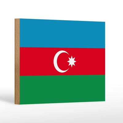 Holzschild Flagge Aserbaidschan 18x12cm Flag of Azerbaijan Dekoration