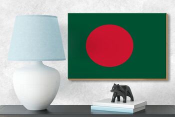 Drapeau panneau en bois Bangladesh 18x12 cm Décoration drapeau du Bangladesh 3