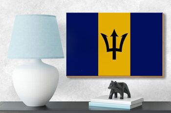 Panneau en bois drapeau de la Barbade 18x12 cm Décoration drapeau de la Barbade 3