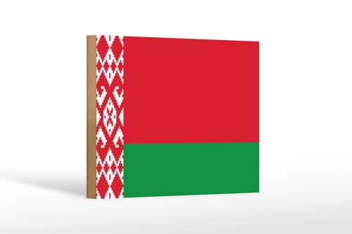 Holzschild Flagge Weißrussland 18x12 cm Flag of Belarus Dekoration