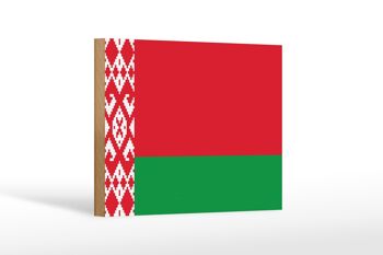 Panneau en bois drapeau Biélorussie 18x12 cm Décoration drapeau de la Biélorussie 1