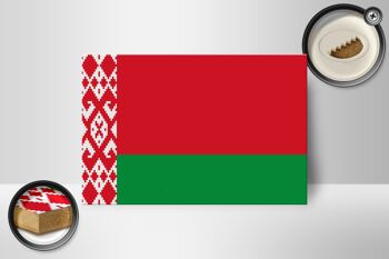 Panneau en bois drapeau Biélorussie 18x12 cm Décoration drapeau de la Biélorussie 2