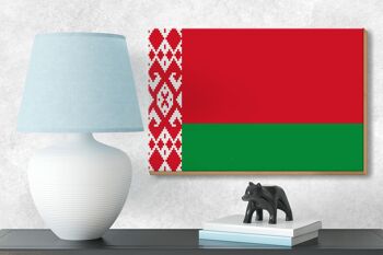 Panneau en bois drapeau Biélorussie 18x12 cm Décoration drapeau de la Biélorussie 3