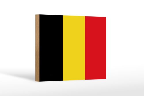 Holzschild Flagge Belgiens 18x12 cm Flag of Belgium Dekoration