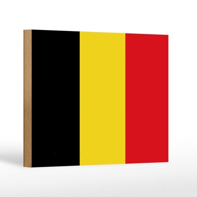 Holzschild Flagge Belgiens 18x12 cm Flag of Belgium Dekoration