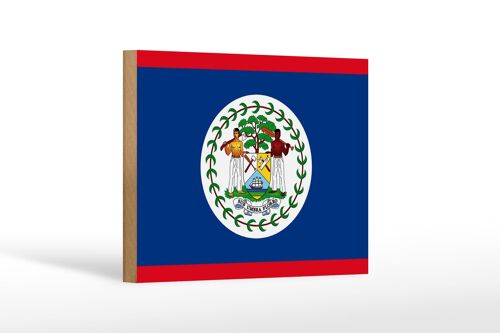 Holzschild Flagge Belizes 18x12 cm Flag of Belize Dekoration