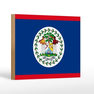 Letrero de madera Bandera de Belice 18x12 cm Decoración Bandera de Belice