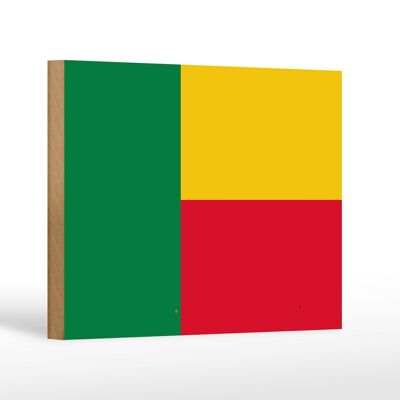 Cartello in legno bandiera del Benin 18x12 cm Decorazione bandiera del Benin