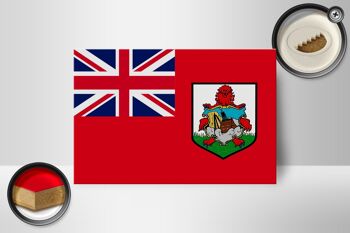 Panneau en bois drapeau des Bermudes 18x12 cm Décoration drapeau des Bermudes 2