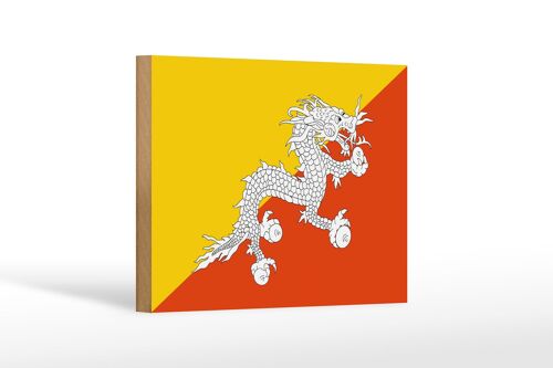 Holzschild Flagge Bhutans 18x12 cm Flag of Bhutan Dekoration