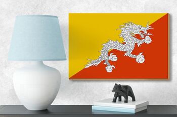 Panneau en bois drapeau du Bhoutan 18x12 cm Décoration drapeau du Bhoutan 3