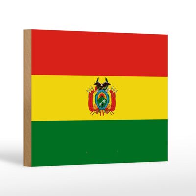 Letrero de madera Bandera de Bolivia 18x12 cm Decoración Bandera de Bolivia