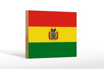 Panneau en bois drapeau de la Bolivie 18x12 cm Décoration drapeau de la Bolivie 1