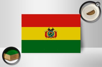 Panneau en bois drapeau de la Bolivie 18x12 cm Décoration drapeau de la Bolivie 2