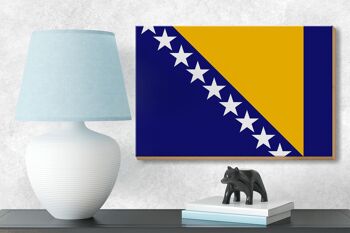 Drapeau en bois de Bosnie-Herzégovine 18x12 cm, décoration de drapeau 3