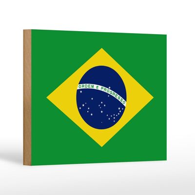 Letrero de madera Bandera de Brasil 18x12 cm Decoración Bandera de Brasil