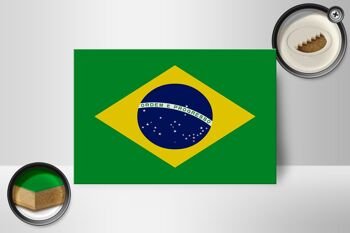Panneau en bois drapeau du Brésil 18x12 cm Décoration drapeau du Brésil 2