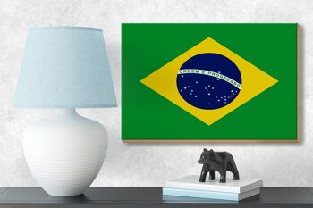 Panneau en bois drapeau du Brésil 18x12 cm Décoration drapeau du Brésil 3