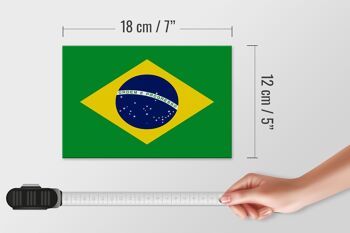 Panneau en bois drapeau du Brésil 18x12 cm Décoration drapeau du Brésil 4