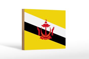 Panneau en bois drapeau du Brunei 18x12 cm Décoration drapeau du Brunei 1