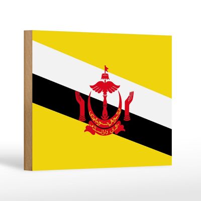Holzschild Flagge Bruneis 18x12 cm Flag of Brunei Dekoration