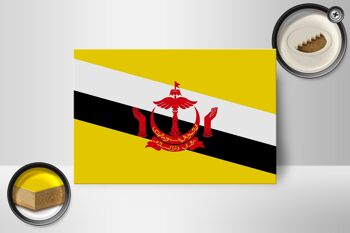 Panneau en bois drapeau du Brunei 18x12 cm Décoration drapeau du Brunei 2