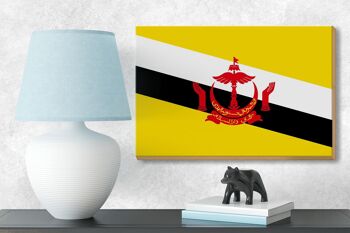 Panneau en bois drapeau du Brunei 18x12 cm Décoration drapeau du Brunei 3