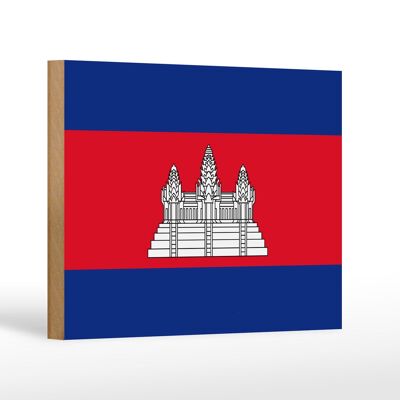 Holzschild Flagge Kambodschas 18x12 cm Flag of Cambodia Dekoration