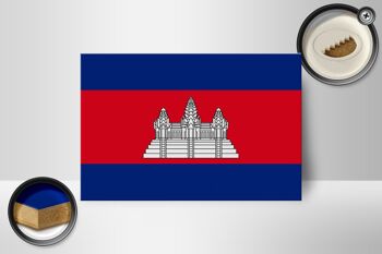 Panneau en bois drapeau du Cambodge 18x12 cm Décoration drapeau du Cambodge 2