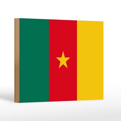 Cartello in legno bandiera del Camerun 18x12 cm Decorazione bandiera del Camerun