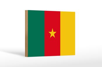 Panneau en bois drapeau du Cameroun 18x12 cm Décoration drapeau du Cameroun 1