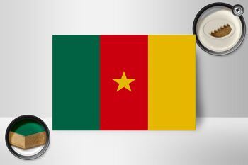 Panneau en bois drapeau du Cameroun 18x12 cm Décoration drapeau du Cameroun 2