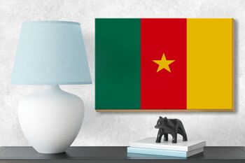 Panneau en bois drapeau du Cameroun 18x12 cm Décoration drapeau du Cameroun 3