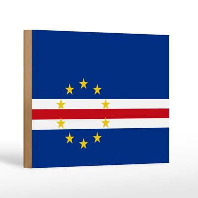 Panneau en bois drapeau Cap-Vert 18x12 cm Décoration drapeau du Cap-Vert