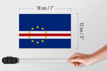 Panneau en bois drapeau Cap-Vert 18x12 cm Décoration drapeau du Cap-Vert 4