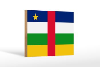 Panneau en bois drapeau République Centrafricaine 18x12 cm décoration 1